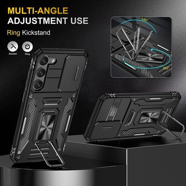 Ударостійкий чохол Camshield Army Ring для Samsung Galaxy S22+ Чорний / Black 285628 фото