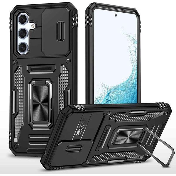 Ударостійкий чохол Camshield Army Ring для Samsung Galaxy S22+ Чорний / Black 285628 фото