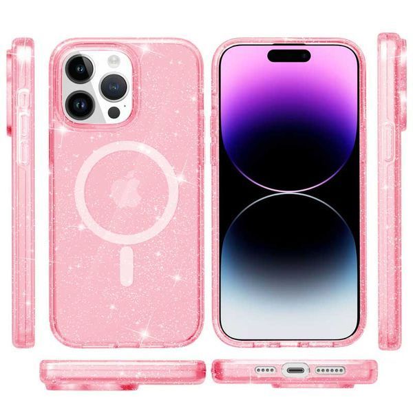 Чохол TPU Galaxy Sparkle (MagFit) для Apple iPhone 15 Pro (6.1") Pink+Glitter 277407 фото