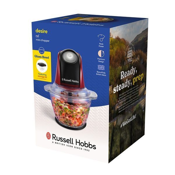 Подрібнювач Russell Hobbs Desire Red, 200Вт, чаша-500мл, скло, корпус-пластик, червоний 363836 фото