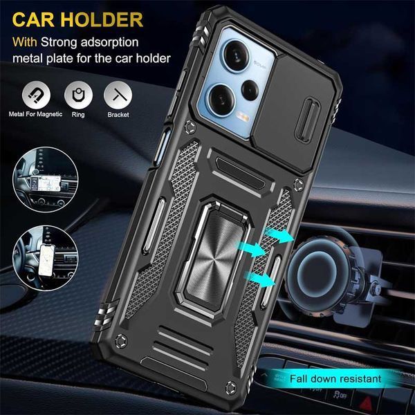 Ударостійкий чохол Camshield Army Ring для Xiaomi Redmi 12 / Poco M6 Pro 5G Чорний / Black 283613 фото