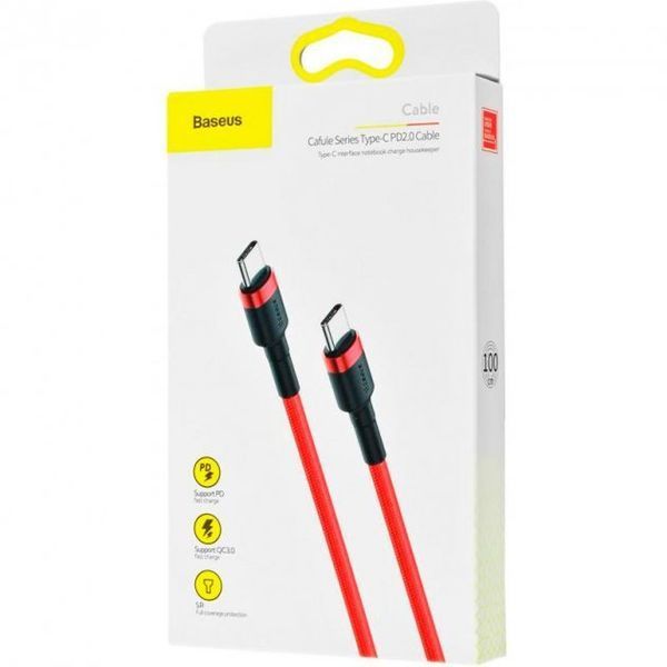 Кабель Baseus Cafule Type-C/Type-C (CATKLF-G09) Red 1m 214750 фото