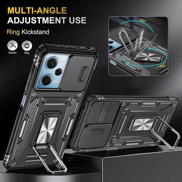 Ударостійкий чохол Camshield Army Ring для Xiaomi Redmi 12 / Poco M6 Pro 5G Чорний / Black 283613 фото