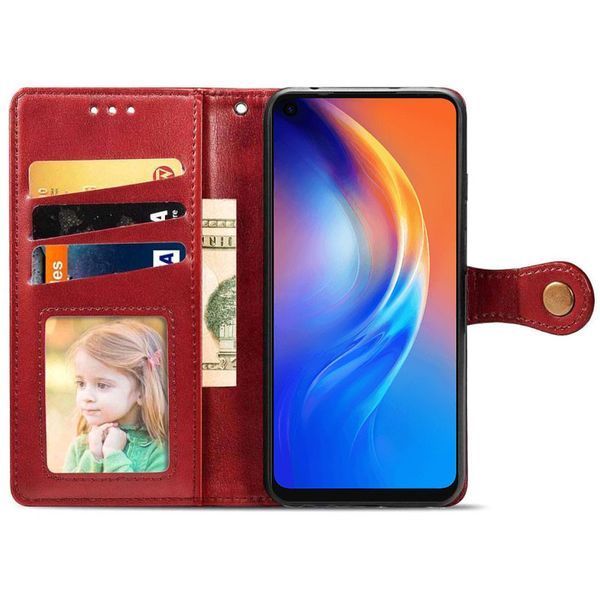 Шкіряний чохол книжка GETMAN Gallant (PU) для TECNO Camon 16 SE Червоний 211482 фото