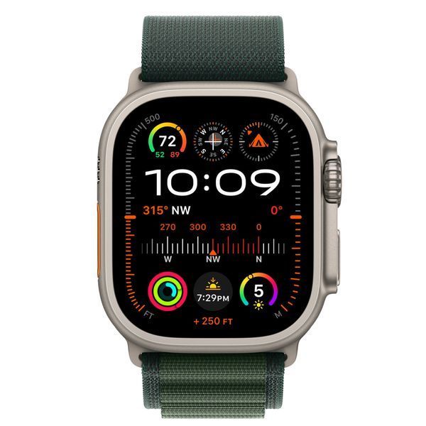 Ремінець Apple Watch Alpine Loop Band Medium Для Watch 49mm - Natural Titanium Finish - Dark Green (MXMV3) 330122 фото