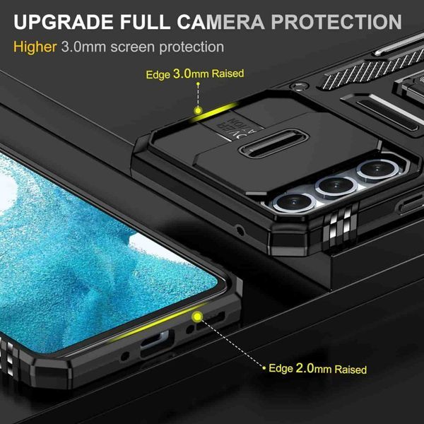 Ударостійкий чохол Camshield Army Ring для Samsung Galaxy S22+ Чорний / Black 285628 фото