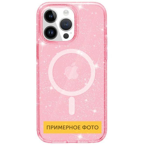Чохол TPU Galaxy Sparkle (MagFit) для Apple iPhone 16 Pro (6.3") Pink+Glitter 317030 фото