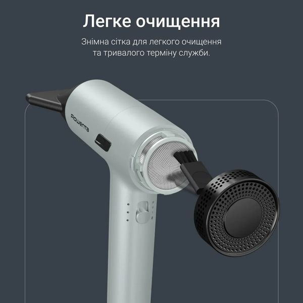 Фен Rowenta Tiny, 1600Вт, 3 режими, дифузор, іоніз-я, хол. обдув, зелено-чорний (HY7120E0) 373143 фото