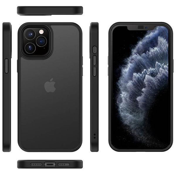 TPU+PC чохол Metal Buttons для Apple iPhone 12 Pro / 12 (6.1") Чорний 202384 фото