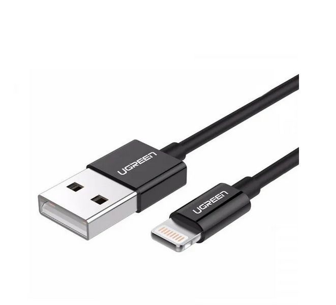 Кабель UGREEN US155 USB-A Male To Lightning Male Cable Nickel Plating ABS Shell 2m (80823) Black 283251 фото
