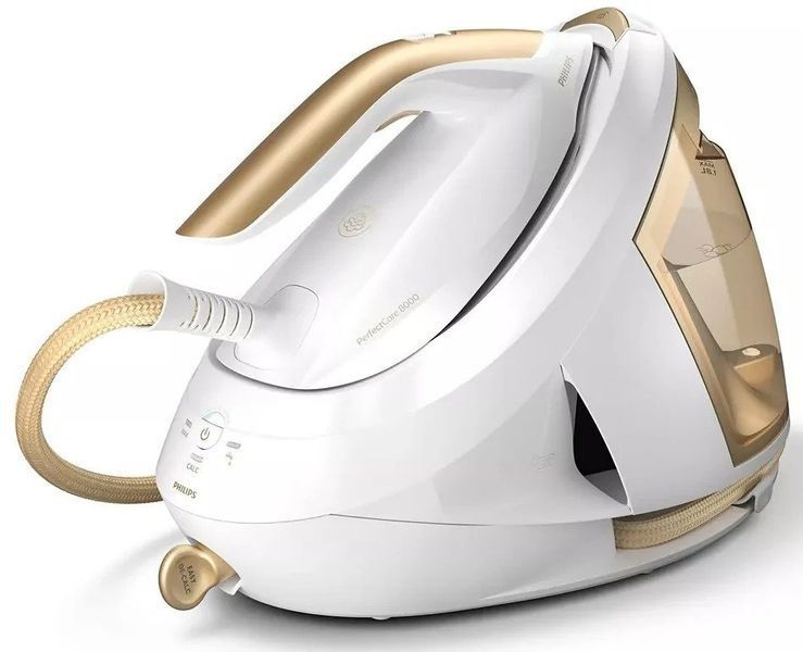 Праска-парогенератор Philips PerfectCare 8000 Series, 2700Вт, 1800мл, паровий удар -600гр, постійна пара - 170гр, нерж. сталь, біло-золотий (PSG8040/6 375189 фото