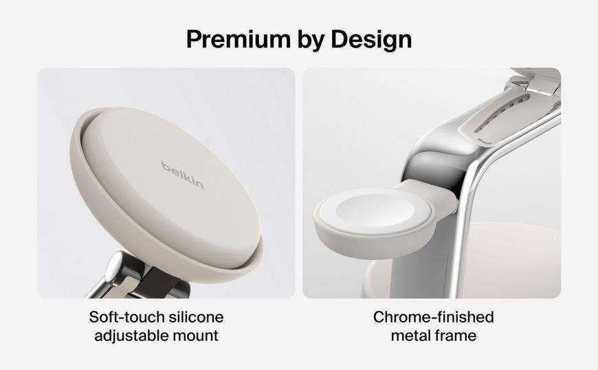 Зарядний пристрій бездротовий Belkin UltraCharge Pro 3-in-1 Magnetic Charging Dock 25Вт, Sand (WIZ040KQSD) 395664 фото