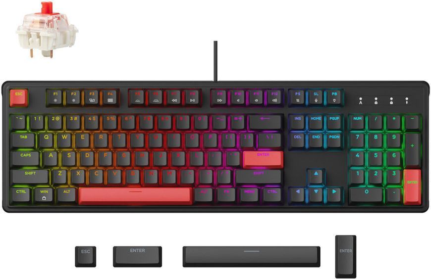 Клавіатура механічна Lemokey X3 104Key, Keychron Red, USB-A, QMK/VIA, Hot-Swap, EN/UKR, RGB, чорний (X3-H1-UA) 371163 фото