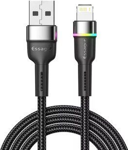 Кабель ESSAGER Colorful LED USB Cable Fast Charging 3A USB-A To Type C 1m (EXCT-XCD03) Blue 317300 фото