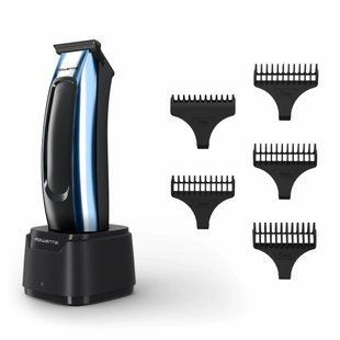 Тример Rowenta Barber Experience, для голови, бороди, мережа+акум., роторний мотор, насадок-5, нержавіюча сталь з покриттям DLC, чорно-синій (TN1851E0 371446 фото