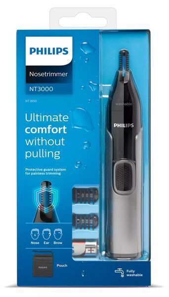 Тример Philips Series 3000, 1хАА, насадок-2, сталь, чорний (NT3650/16) 370563 фото