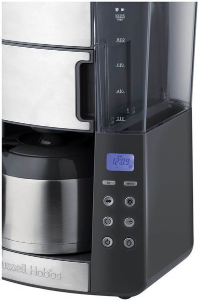 Кавоварка Russell Hobbs крапельна Grind and Brew 1л, мелена, LED-дисплей, сріблясто-чорний (25620-56) 363649 фото
