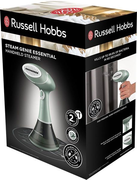 Відпарювач Russell Hobbs компактний Steam Genie Essential, 1600Вт, 220мл, паровий удар -22гр, постійна пара - 9гр, нерж. сталь, бірюзовий (25592-56) 380973 фото