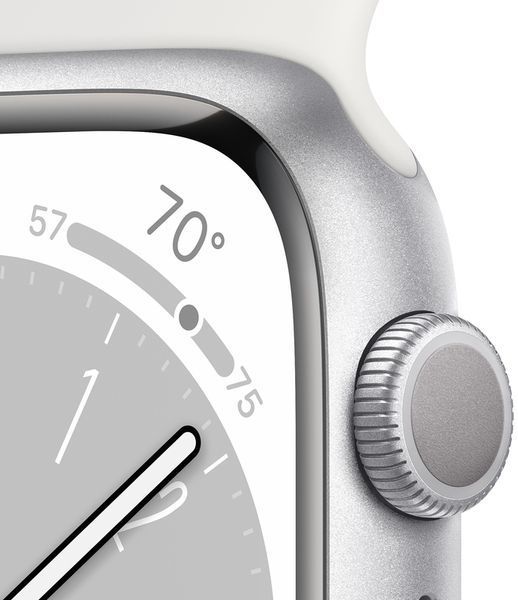 Смарт-годинник Apple Watch Series 8 GPS 45mm Silver Aluminum Case With White Sport Band S/M MP6P3 260252 фото