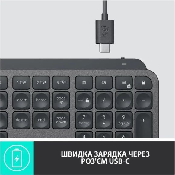 Клавіатура бездротова MX KEYS MASTER GRAPHITE 920-010251 LOGITECH 382571 фото