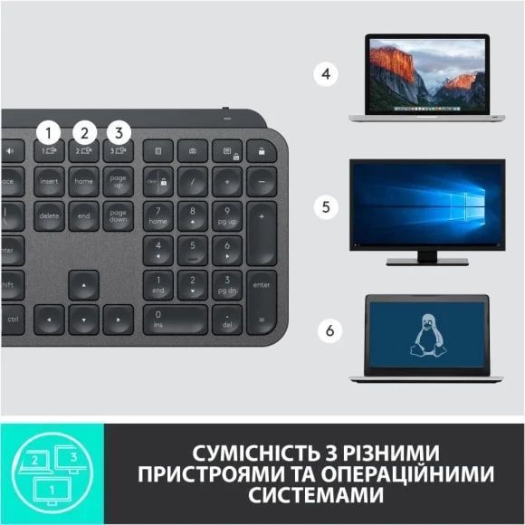 Клавіатура бездротова MX KEYS MASTER GRAPHITE 920-010251 LOGITECH 382571 фото