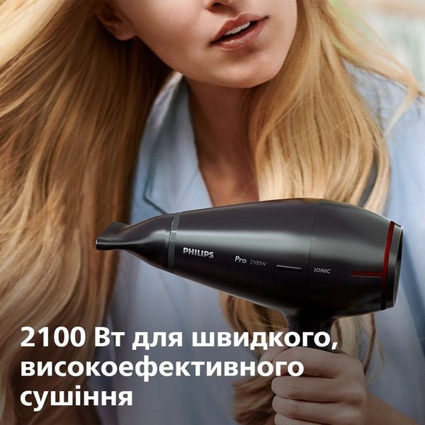 Фен Philips Professional, 2100Вт, 3 режими, іонізація, хол. обдув, чорний (HPS910/00) 370419 фото