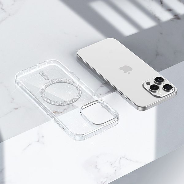 Чохол TPU Eclipse Sparkle (MagFit) для Apple iPhone 16 Pro (6.3") Clear 360396 фото