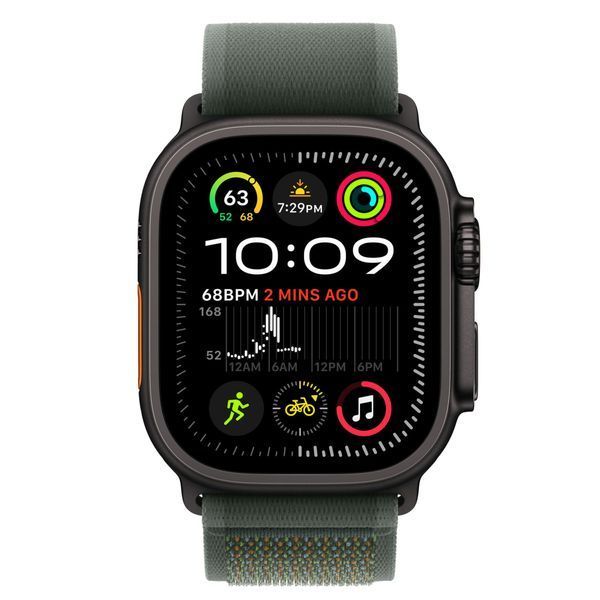 Ремінець Apple Watch Trail Loop Band S/M Для Watch 49mm - Black Titanium Finish - Green (MYQ33) 328474 фото