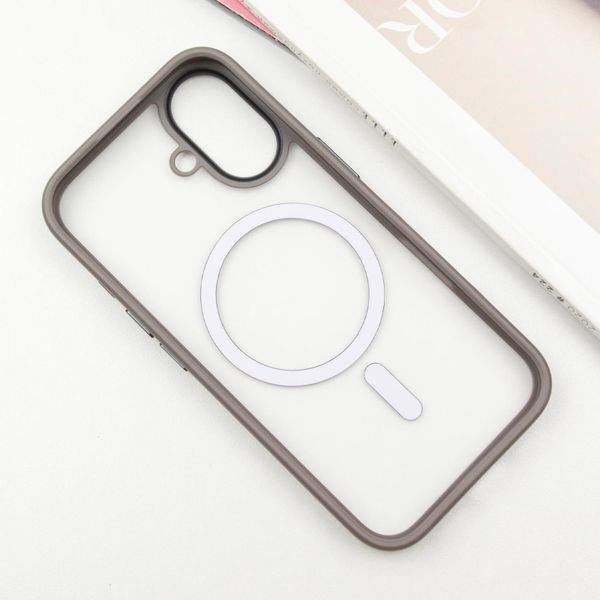 TPU+PC чохол Metal Buttons with MagSafe для Apple iPhone 16 (6.1") Сірий 318280 фото
