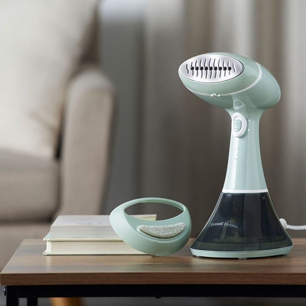 Відпарювач Russell Hobbs компактний Steam Genie Essential, 1600Вт, 220мл, паровий удар -22гр, постійна пара - 9гр, нерж. сталь, бірюзовий (25592-56) 380973 фото
