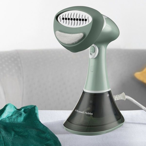 Відпарювач Russell Hobbs компактний Steam Genie Essential, 1600Вт, 220мл, паровий удар -22гр, постійна пара - 9гр, нерж. сталь, бірюзовий (25592-56) 380973 фото