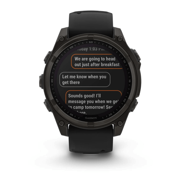 Смарт-годинник Garmin Fenix 8 51mm Solar Sapphire Carbon Gray DLC Titanium w. Black/Pebble Gray S. Band (010-02907-10,010-02907-11) 344130 фото