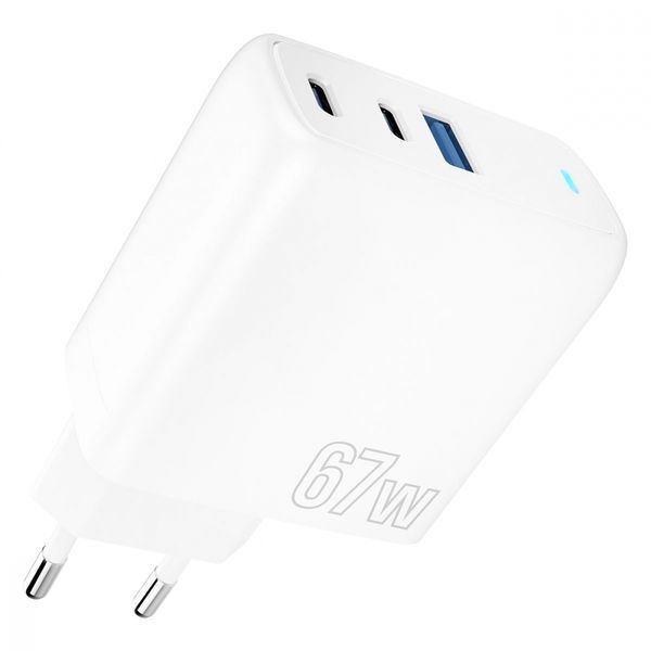 Зарядний Пристрій Proove Shot GaN 67W (2Type-C + USB) (WCSG67120002) White 287399 фото