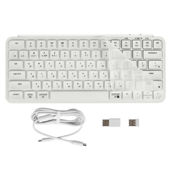 Клавіатура мембрана Keychron B1 Pro, USB/WL/BT, ivory white (B1P-K8-UA) 368831 фото