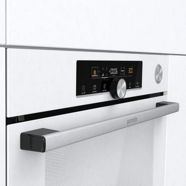 Духова шафа Gorenje електрична, 77л, A+, пара, дисплей, готування на різних рівнях, піроліз, білий (BPSA6747A08WG) 369150 фото