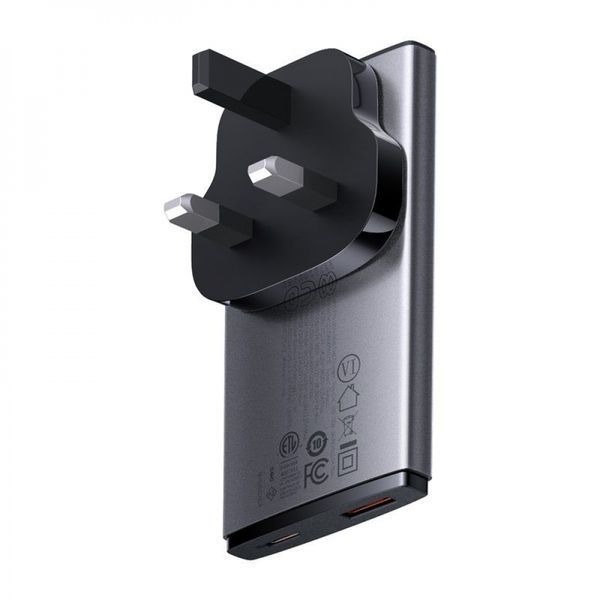 Зарядний Пристрій Baseus GaN5 Pro 65W Ultra-Slim (Type-C + USB) + Кабель Type-C to Type-C 100W (1м) (CCGP150113) Gray 272632 фото