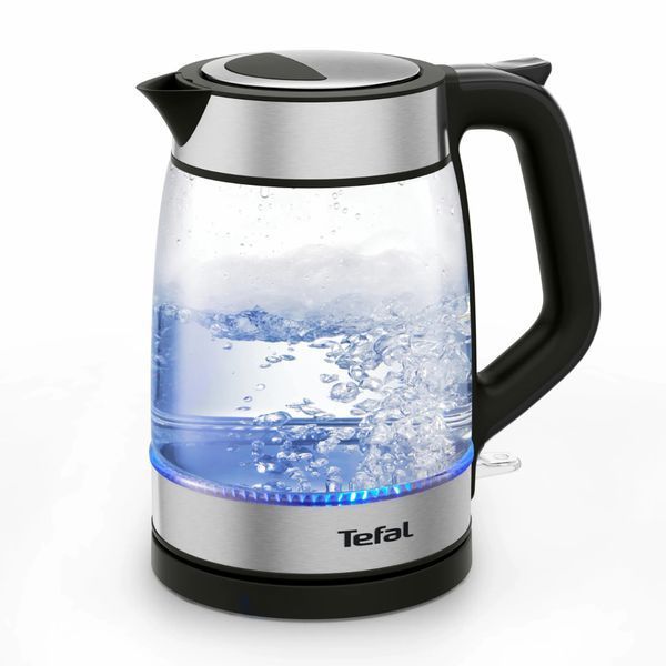 Електрочайник Tefal Glass Kettle 1.7л, скло, з підсвіткою, чорно-срібний (KI605830) 371051 фото