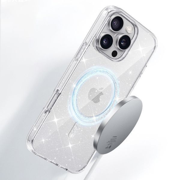 Чохол TPU Eclipse Sparkle (MagFit) для Apple iPhone 16 Pro (6.3") Clear 360396 фото