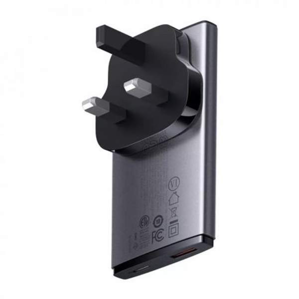 Зарядний Пристрій Baseus GaN5 Pro 65W Ultra-Slim (Type-C + USB) + Кабель Type-C to Type-C 100W (1м) (CCGP150113) Gray 272632 фото