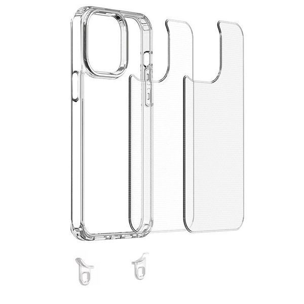 Чохол TPU Transparent with Straps для Apple iPhone 13 / 14 (6.1") Orange / White 312914 фото