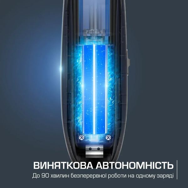Тример Rowenta Barber Experience, для голови, бороди, мережа+акум., роторний мотор, насадок-5, нержавіюча сталь з покриттям DLC, чорно-синій (TN1851E0 371446 фото