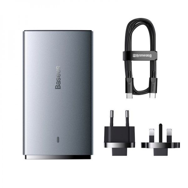 Зарядний Пристрій Baseus GaN5 Pro 65W Ultra-Slim (Type-C + USB) + Кабель Type-C to Type-C 100W (1м) (CCGP150113) Gray 272632 фото