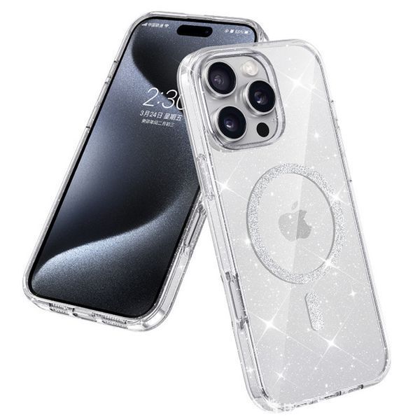 Чохол TPU Eclipse Sparkle (MagFit) для Apple iPhone 16 Pro (6.3") Clear 360396 фото