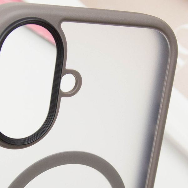 TPU+PC чохол Metal Buttons with MagSafe для Apple iPhone 16 (6.1") Сірий 318280 фото