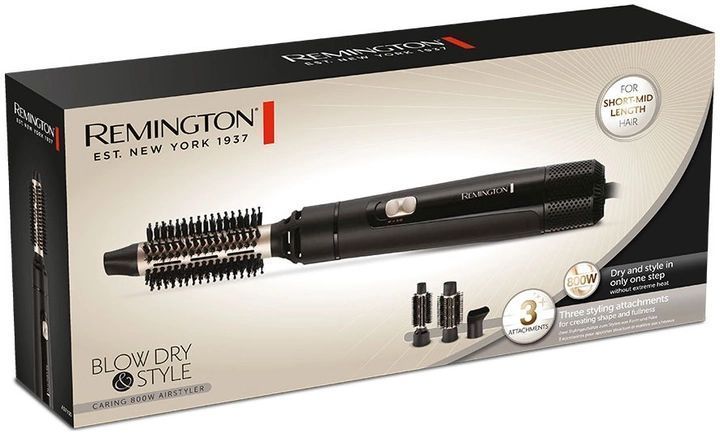 Фен-щітка Remington Blow Dry & Style Caring, 800Вт, 2 режими, іонізація, хол. обдув, кераміка, чорний (AS7300) 373005 фото