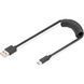 Кабель DIGITUS USB-C > USB-A заряджання/синхронізації, Type-C, спіральний, 1м, чорний (AK-300430-006-S) 363017 фото 1