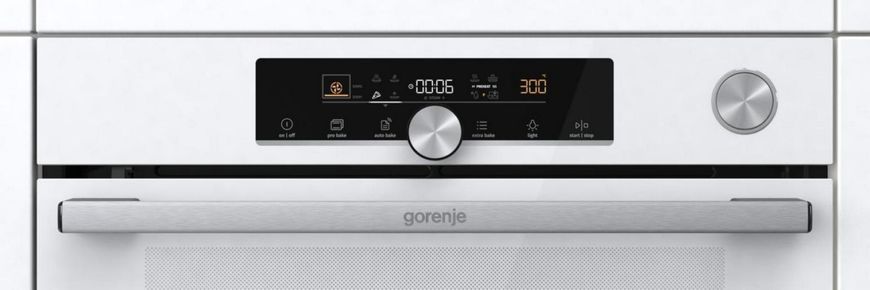 Духова шафа Gorenje електрична, 77л, A+, пара, дисплей, готування на різних рівнях, піроліз, білий (BPSA6747A08WG) 369150 фото