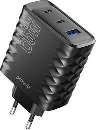 Зарядний Пристрій Proove Speed Surge Gan 65W (USB + 2 Type-C) (WCSS60120001) Black 287400 фото