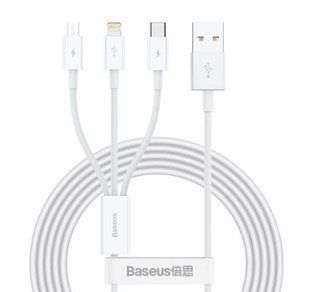 Кабель Baseus Superior Series USB To M + L + C 3.5 A 1.5 М (CAMLTYS-02) White 252279 фото
