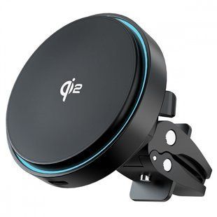 Автомобільний тримач З бездротовою зарядкою Light Circle Qi2 15W (WHLC15010002) Metal Gray 338067 фото